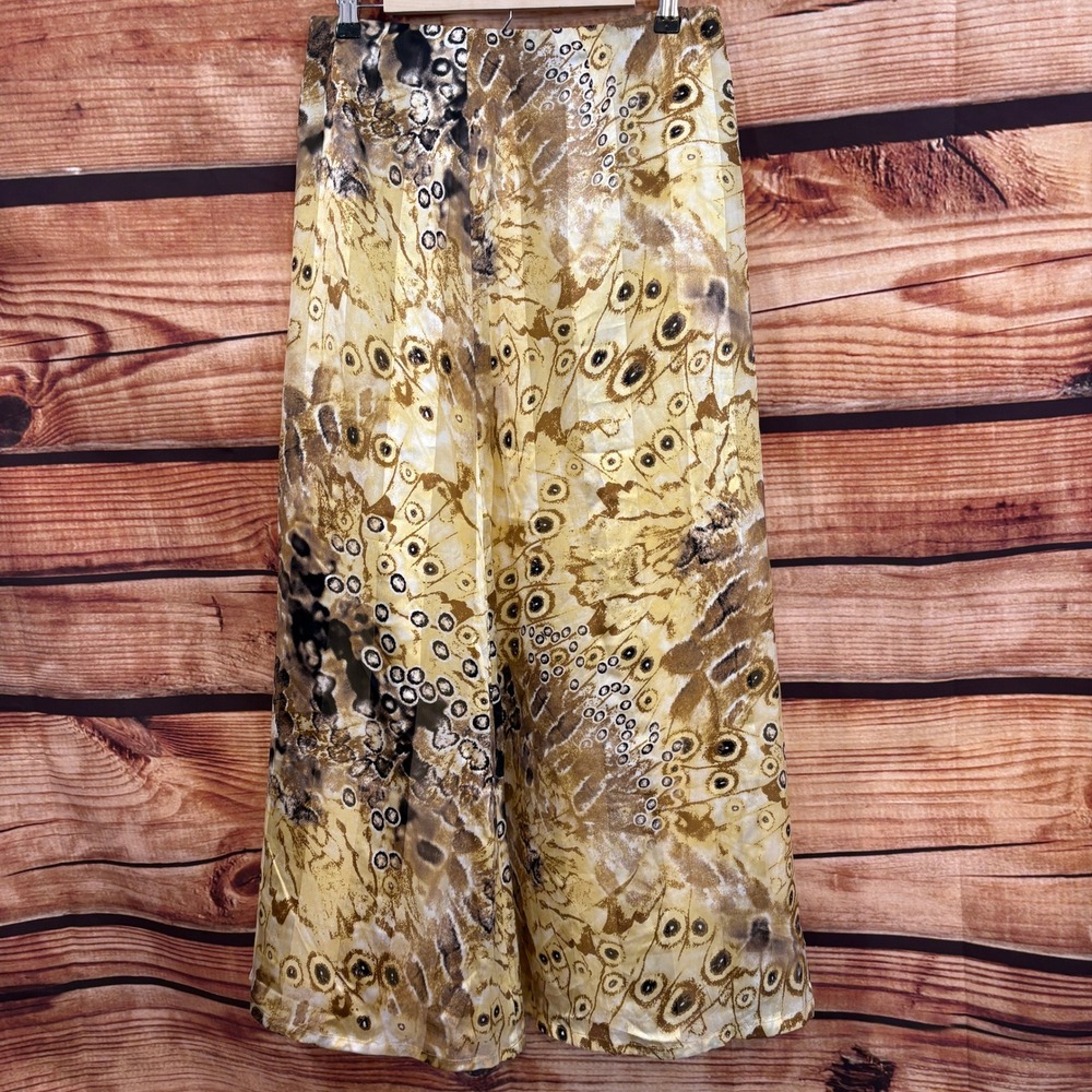 Don Caster 100% Silk Yellow Lined Long Butterfly Print Skirt Size 8